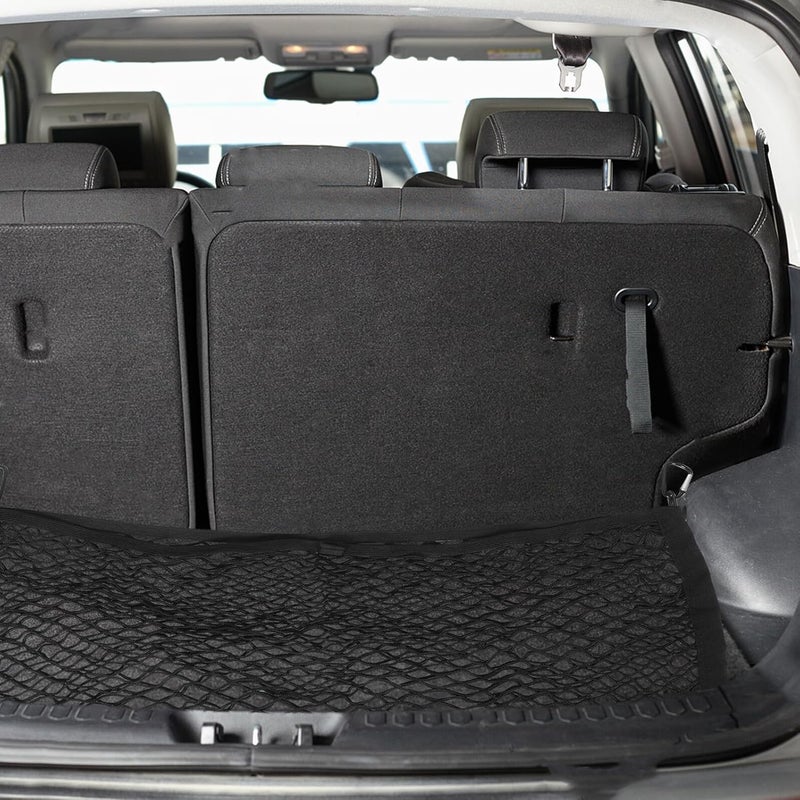 Universal Heavy Duty Cargo Net for Car Trunk and Truck Bed, Double-Layer Elastic Mesh Storage Organizer 80x40cm with Metal Hooks, Suitable for Rv and Road Trip Cargo Securing - Image 4