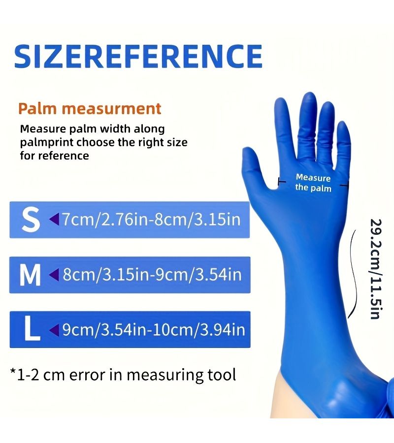 56 Pcs Treasure Blue 12 Inch Nitrile Gloves Touch Screen Anti Slip Kitchen Bathroom Dishwashing Pet Bath Essential - Image 3
