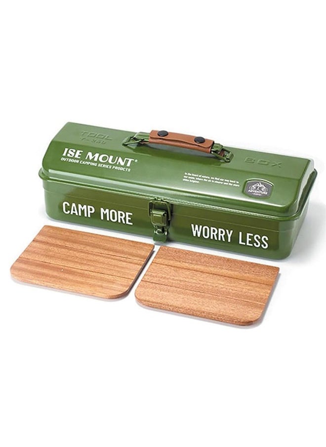 Generic Portable Camping Picnic Hand Box Outdoor Tools Storage Box Metal Tools Storage Box with Handle Sundries Storage Box Double Locking Buckle  - Image 1