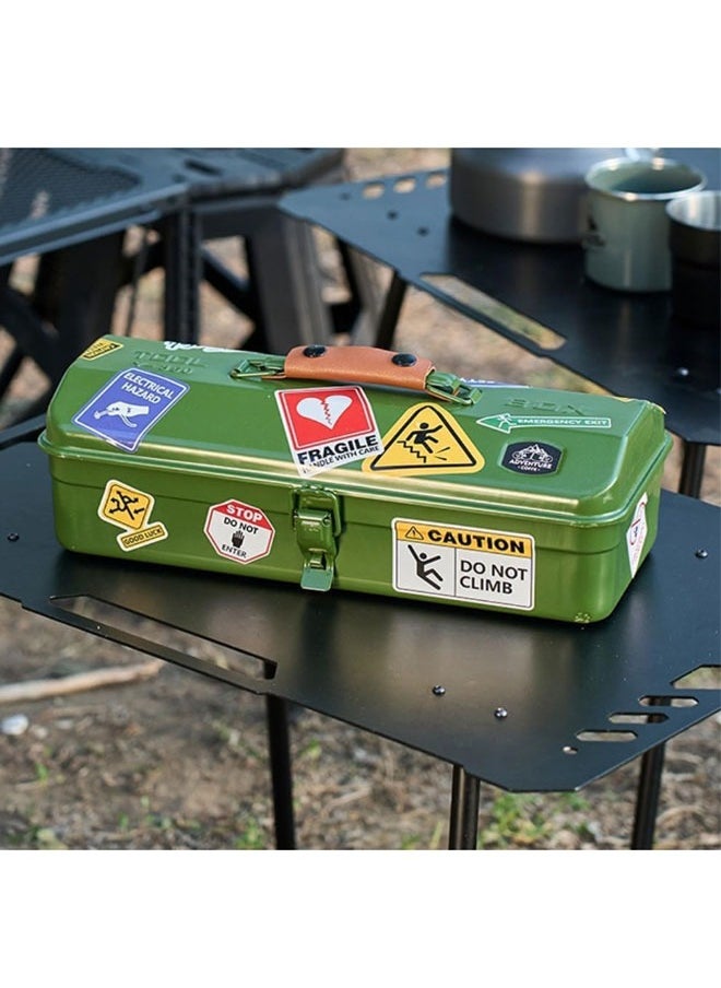 Generic Portable Camping Picnic Hand Box Outdoor Tools Storage Box Metal Tools Storage Box with Handle Sundries Storage Box Double Locking Buckle  - Image 2