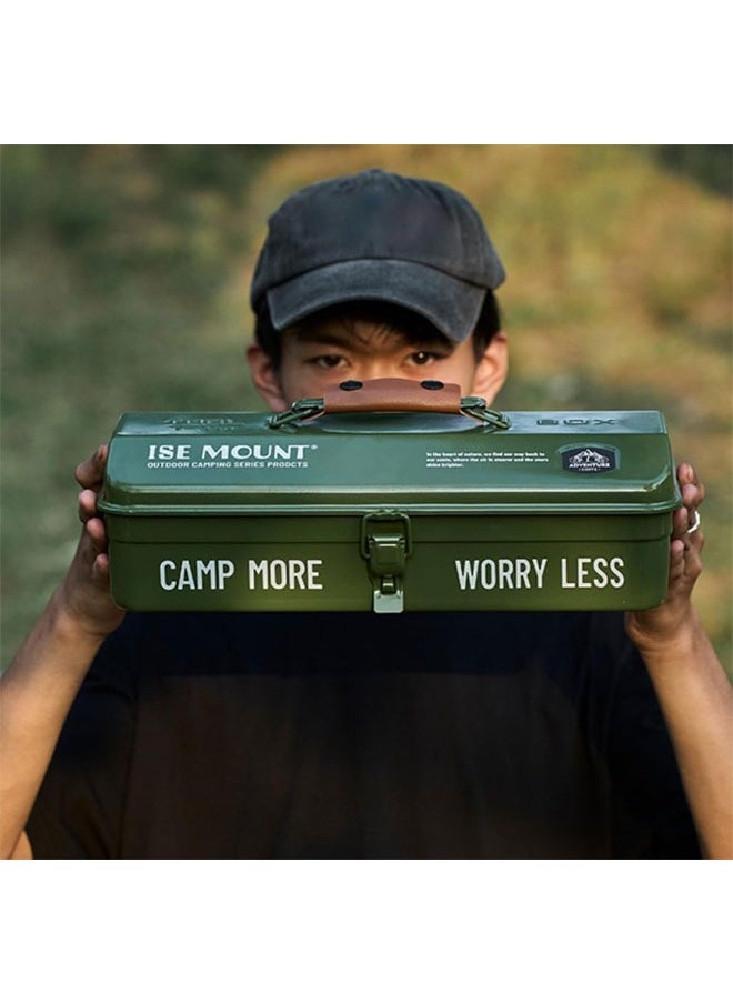 Generic Portable Camping Picnic Hand Box Outdoor Tools Storage Box Metal Tools Storage Box with Handle Sundries Storage Box Double Locking Buckle  - Image 4