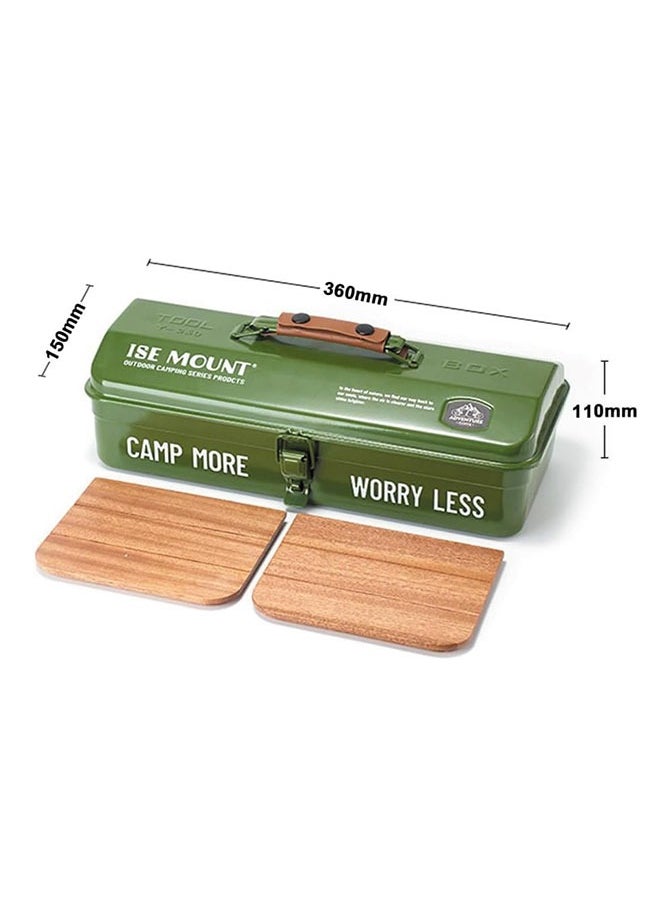 Generic Portable Camping Picnic Hand Box Outdoor Tools Storage Box Metal Tools Storage Box with Handle Sundries Storage Box Double Locking Buckle  - Image 3