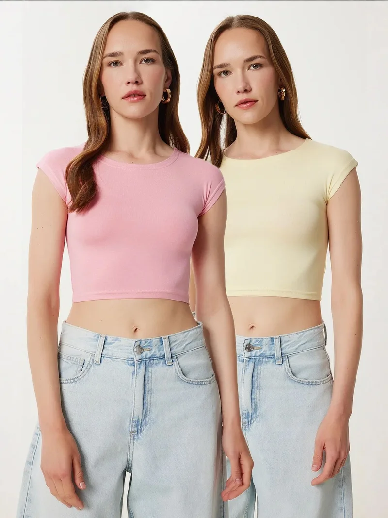 السعادة في إسطنبول ISTANBUL Slim Fit Ribbed Knitwear Crop Blouse