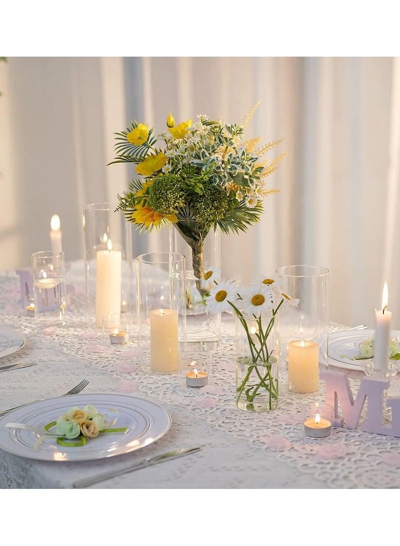 Home zone Set of 3 Decorative Cylindrical Vase Clear (S+M+L) - Image 3