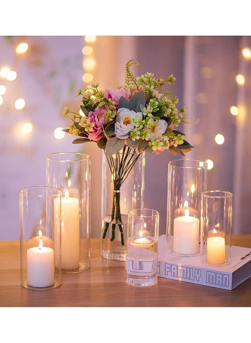 Home zone Set of 3 Decorative Cylindrical Vase Clear (S+M+L) - Image 5