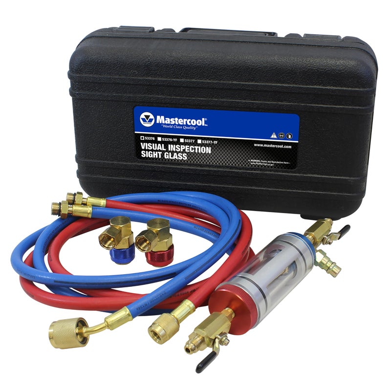 Mastercool 53376 R134a Visual Inspection Sight Glass with R134a Quick Couplers RedBlue Extra Large