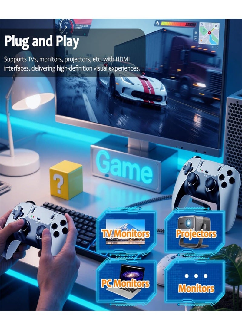 عصا وحدة الألعاب الجديدة اكتشف لعبة فتى الألعاب اللاسلكية وحدة الألعاب التلفزيونية، تضم أكثر من 20،000 لعبة كلاسيكية عبر 23 محاكي، بالإضافة إلى بطاقة 64 جيجابايت TF. التشغيل الفوري دون تنزيل أو تثبيت ؛ وأصبحت الألعاب الخالية من الإنترنت حقيقة واقعة الآن. اتصل بتلفازك وانغمس في مكتبة من أكثر من 20000 عنوان كلاسيكي. (اضغط على (تحديد) و (بدء) في نفس الوقت للعودة إلى القائمة الرئيسية) - Image 4