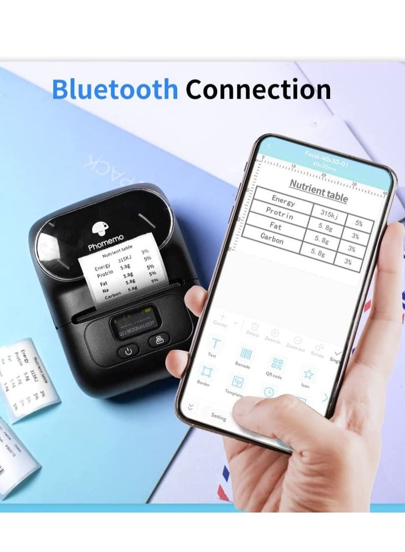 phomemo Label Maker with Tape, MarkDomain M110 Wireless Thermal Sticker Maker Machine with 1pack 40×30mm Label, for Clothing, Barcode, Retail, Address, Jewelry, Compatible with Android & iOS, Black - Image 4