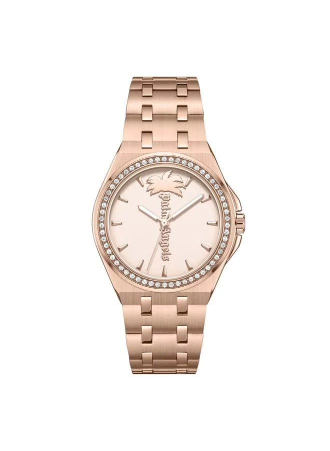 Palm Angels Lunaire Rose Gold Dial Rose Gold Stainless Steel Bracelet Analog Watch for Women, 34mm