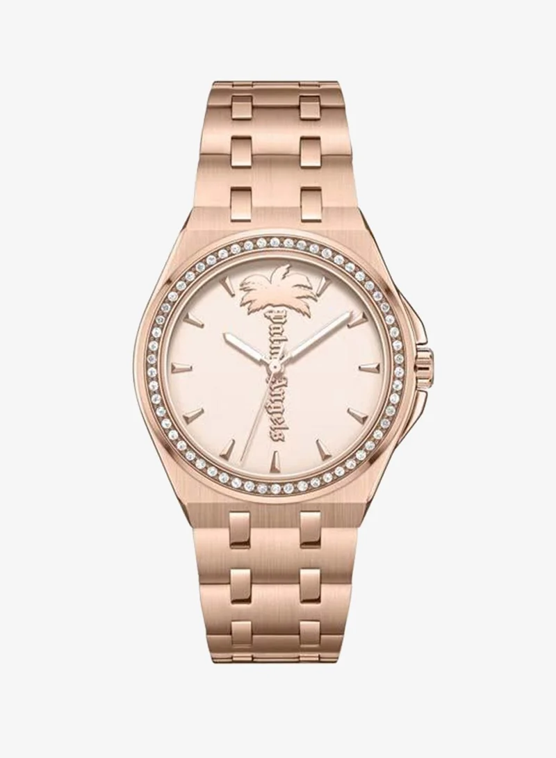 Palm Angels Lunaire Rose Gold Dial Rose Gold Stainless Steel Bracelet Analog Watch for Women, 34mm