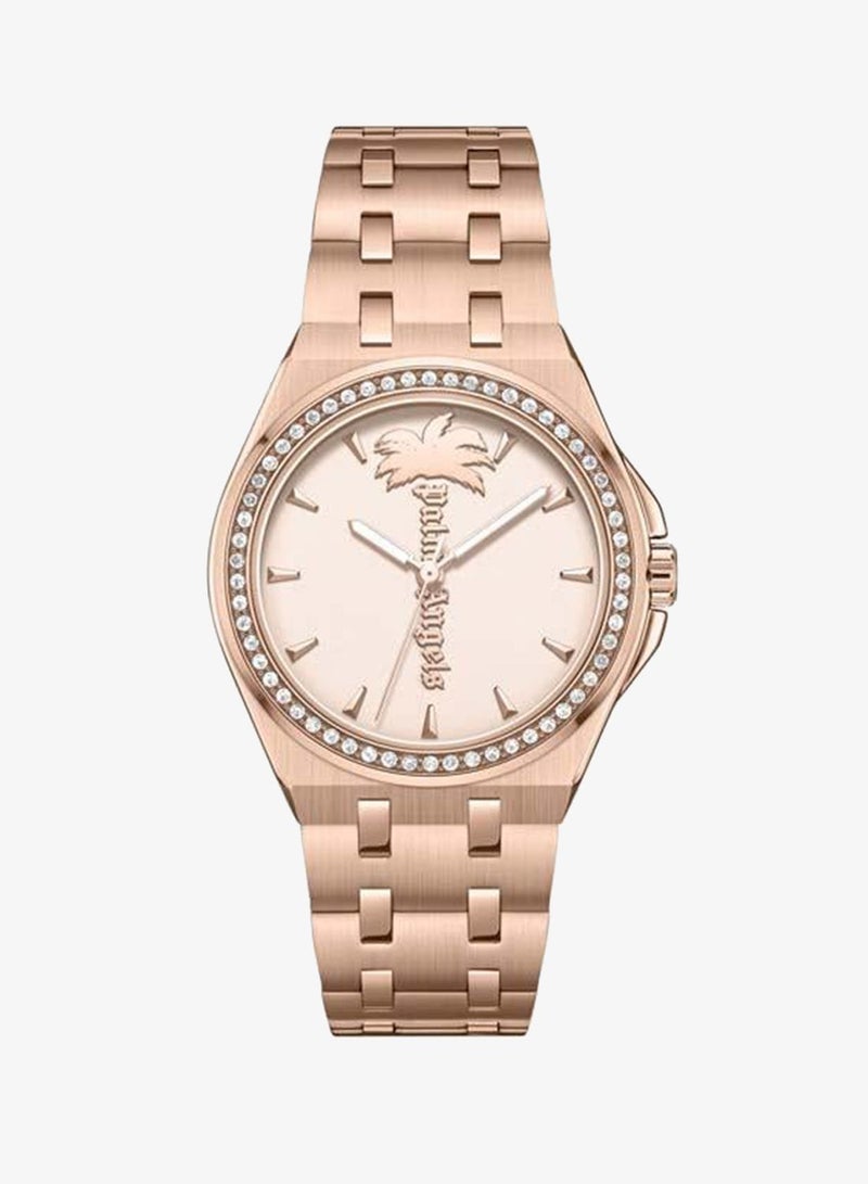 Palm Angels Lunaire Rose Gold Dial Rose Gold Stainless Steel Bracelet Analog Watch for Women, 34mm - Image 1