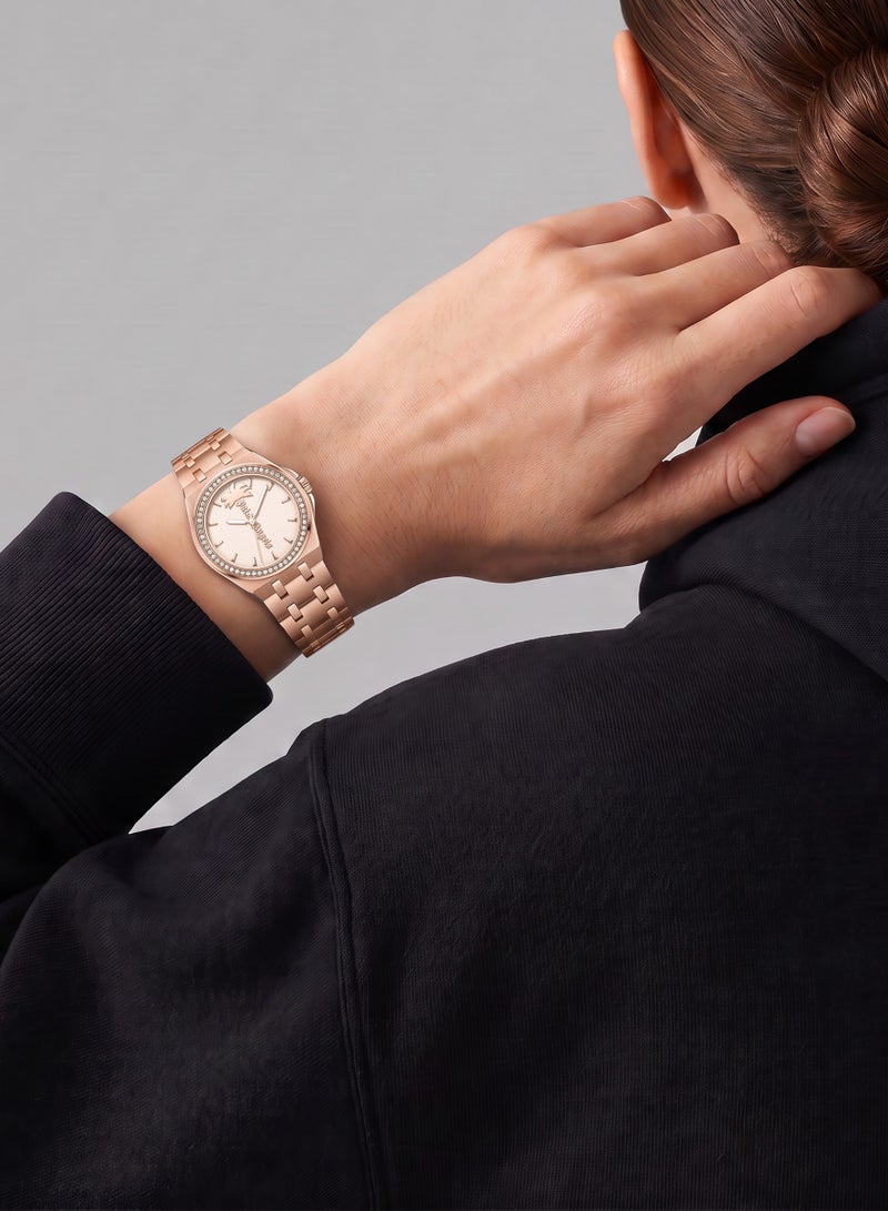 Palm Angels Lunaire Rose Gold Dial Rose Gold Stainless Steel Bracelet Analog Watch for Women, 34mm - Image 4
