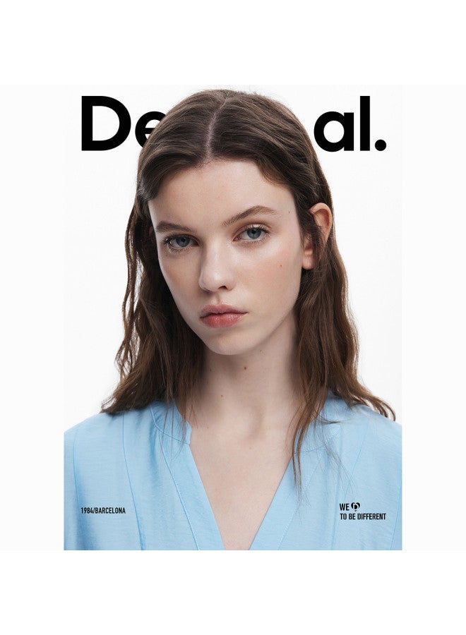 DESIGUAL فستان قميص برباط على شكل حرف V بكم طويل لموسم الربيع والصيف 25 - Image 5