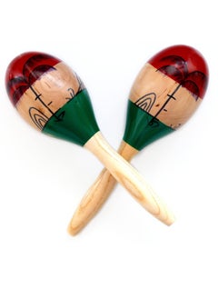 Generic 2Pcs Professional Maracas Musical Instruments Colorful Wood Rumba Shakers Rattle Hand Percussion of Sand of the Hammer  - Image 1