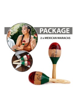 Generic 2Pcs Professional Maracas Musical Instruments Colorful Wood Rumba Shakers Rattle Hand Percussion of Sand of the Hammer  - Image 3