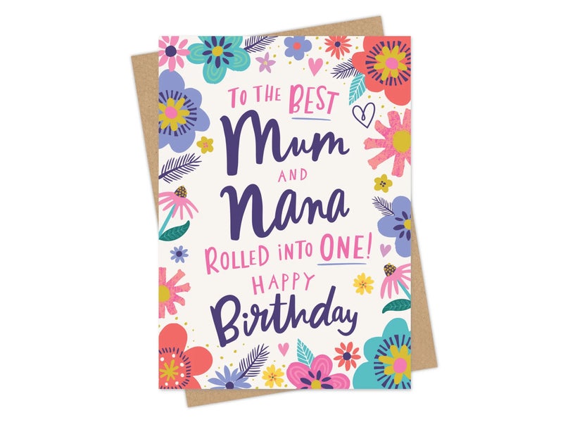 DottyBlack Mum & Nana Birthday Card | Happy Birthday Greeting Card with Envelope | Blank Inside Birthday Card for Mum, Nana, Grandmother, Family Wishes & Personal Messages - Image 1