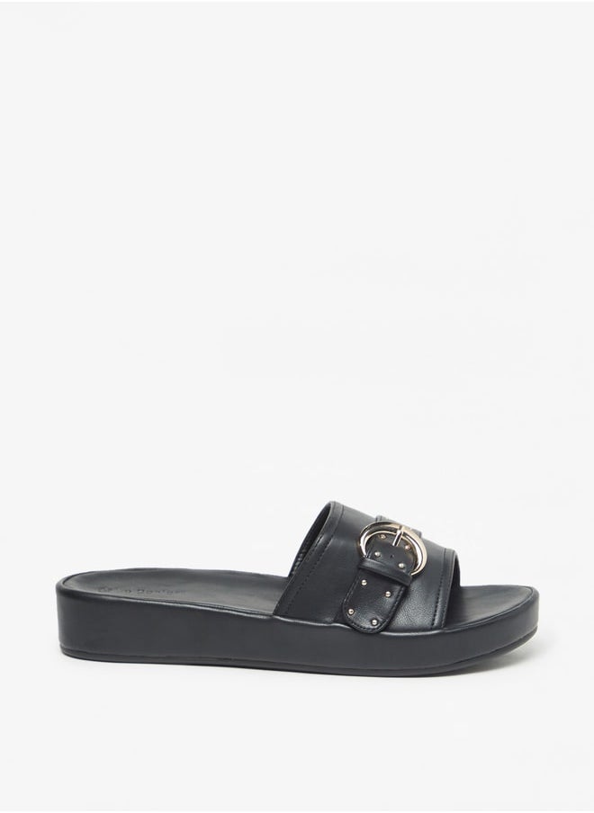 Le Confort - Womens Buckle Embellished Slide Sandals - Image 1
