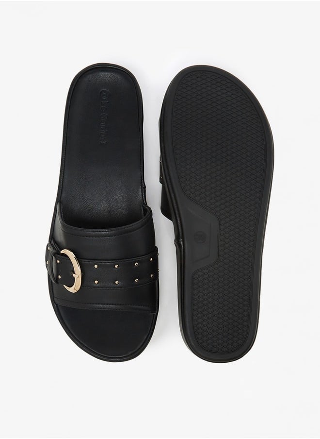 Le Confort - Womens Buckle Embellished Slide Sandals - Image 1