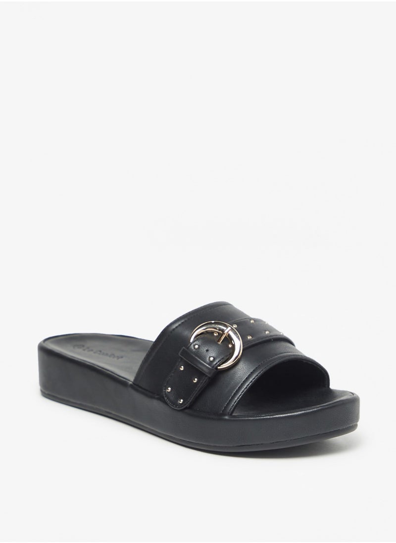 Le Confort - Womens Buckle Embellished Slide Sandals - Image 1