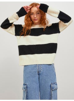 JJXX Women's Color Blocked Crew Neck Wool Sweater 12246493  - Image 1