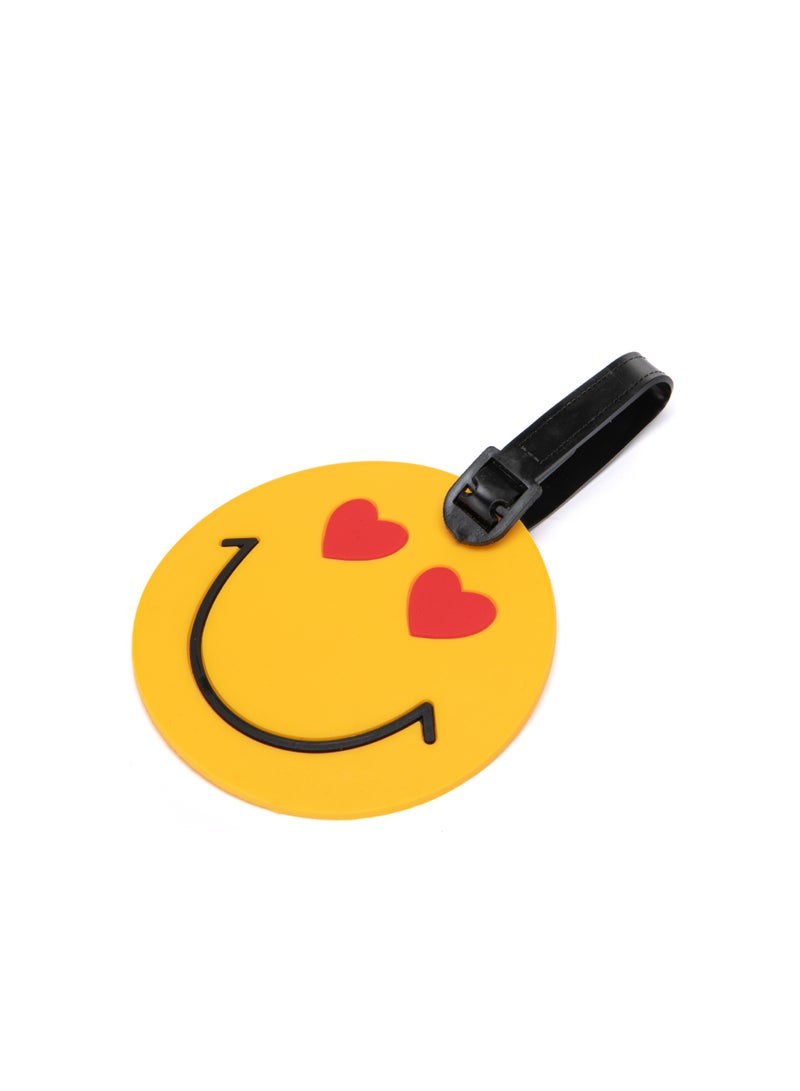 TOM CRUISER Emoji Rubber Luggage Tag, High-Visibility 3D Travel ID Tag with Flexible Weatherproof Build, Privacy Card Slot & Secure Attachment Loop, Love Eyes Yellow - Image 5