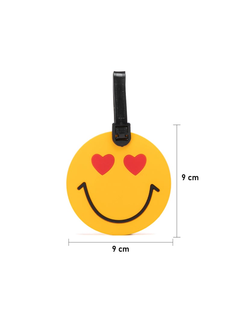 TOM CRUISER Emoji Rubber Luggage Tag, High-Visibility 3D Travel ID Tag with Flexible Weatherproof Build, Privacy Card Slot & Secure Attachment Loop, Love Eyes Yellow - Image 4