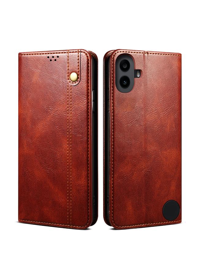 اس-توب جراب هاتف Case For Nothing CMF Phone 1 مصنوع من الجلد بنسيج شمع الزيت Crazy Horse - Image 1