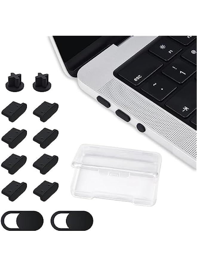 Arabest 10PCS Dust Cover Port Plugs for 2022 MacBook Air 13 15.3 inch M4 M3 M2 M1 /MacBook Pro 14 16, USB C Thunderbolt, 3.5mm Headphone & 2PCS Webcam Cover Slide  - Image 1