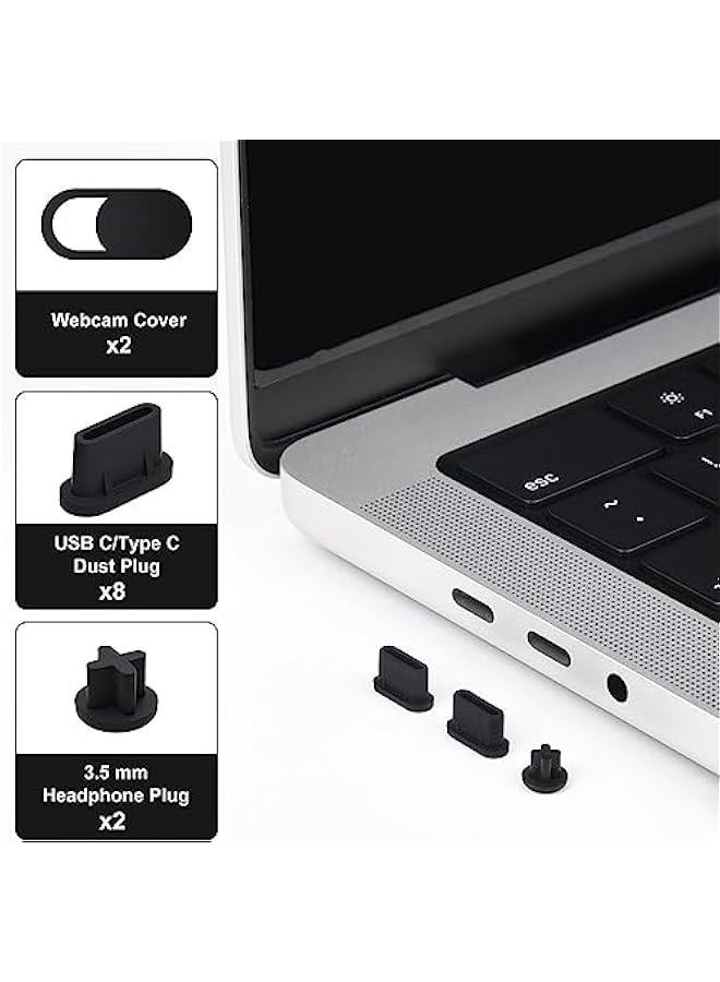 Arabest 10PCS Dust Cover Port Plugs for 2022 MacBook Air 13 15.3 inch M4 M3 M2 M1 /MacBook Pro 14 16, USB C Thunderbolt, 3.5mm Headphone & 2PCS Webcam Cover Slide  - Image 4