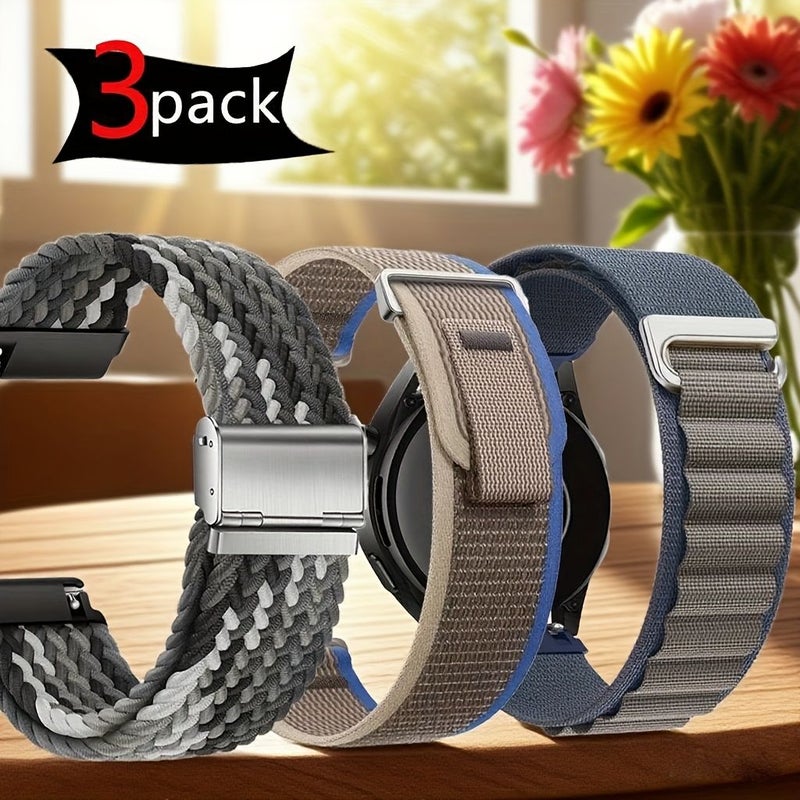 Multi Color 22mm Sport Nylon Watch Band 3 Pack Compatible with Smartwatches - Image 3