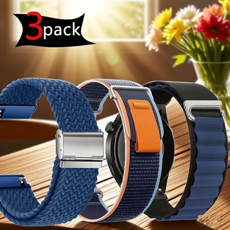 Multi Color 22mm Sport Nylon Watch Band 3 Pack Compatible with Smartwatches - Image 4