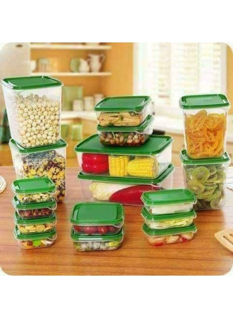 علب تلاجه ١٧ قطعه بلاستك آمن للاستخدام في المايكروويف