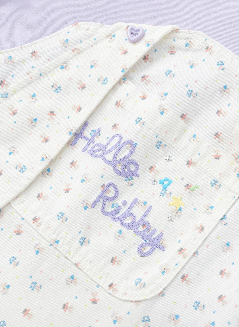 Balabala light purple and floral print Kids Girls Denim one-piece dress for Women | Best Price UAE