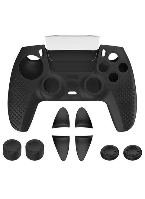 Sony PS5 Protective Cover Controller Skin,Anti-Slip Silicone Case Grip Cover with Thumb Grip Caps,Trigger Grips and Touchpad Protector Compatible with Playstation 5 Controller Accessories Black
