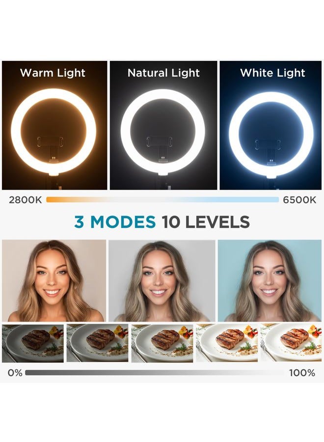 InnoGear Overhead Phone Mount with Ring Light, 10" LED Selfie Ring Light for Desk with Phone Holder and Remote Canvas Lamp Light for YouTube Live Stream Cooking Video Recording Vlog Zoom, Medium - Image 3