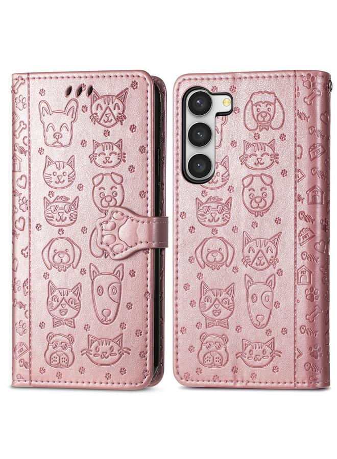 S-TOP Case For Samsung Galaxy S23+ 5G Cute Cat and Dog Embossed Leather Phone Case - Image 2