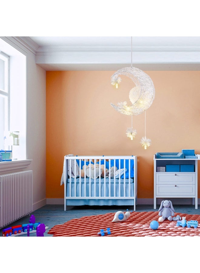 Tislyco Modern Creative Hanging Light Fixture Elegant Led Ceiling Pendant Lighting For Kids Children Bedroom Crescent Moon Lamp Flush Mount Ceiling Light For Dining Room Girls Bedroom Decoration - Image 2