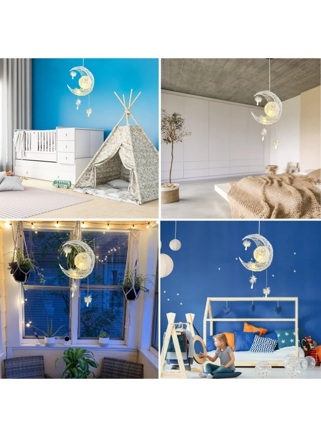 Tislyco Modern Creative Hanging Light Fixture Elegant Led Ceiling Pendant Lighting For Kids Children Bedroom Crescent Moon Lamp Flush Mount Ceiling Light For Dining Room Girls Bedroom Decoration - Image 4