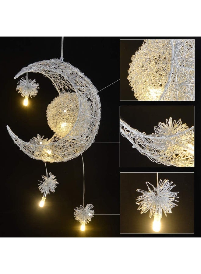 Tislyco Modern Creative Hanging Light Fixture Elegant Led Ceiling Pendant Lighting For Kids Children Bedroom Crescent Moon Lamp Flush Mount Ceiling Light For Dining Room Girls Bedroom Decoration - Image 5