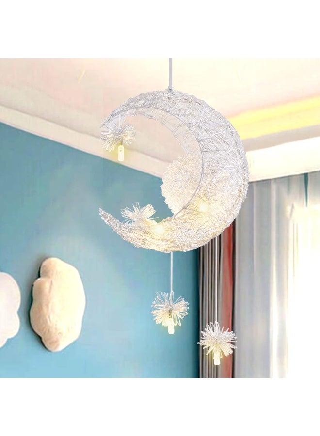 Tislyco Modern Creative Hanging Light Fixture Elegant Led Ceiling Pendant Lighting For Kids Children Bedroom Crescent Moon Lamp Flush Mount Ceiling Light For Dining Room Girls Bedroom Decoration - Image 1