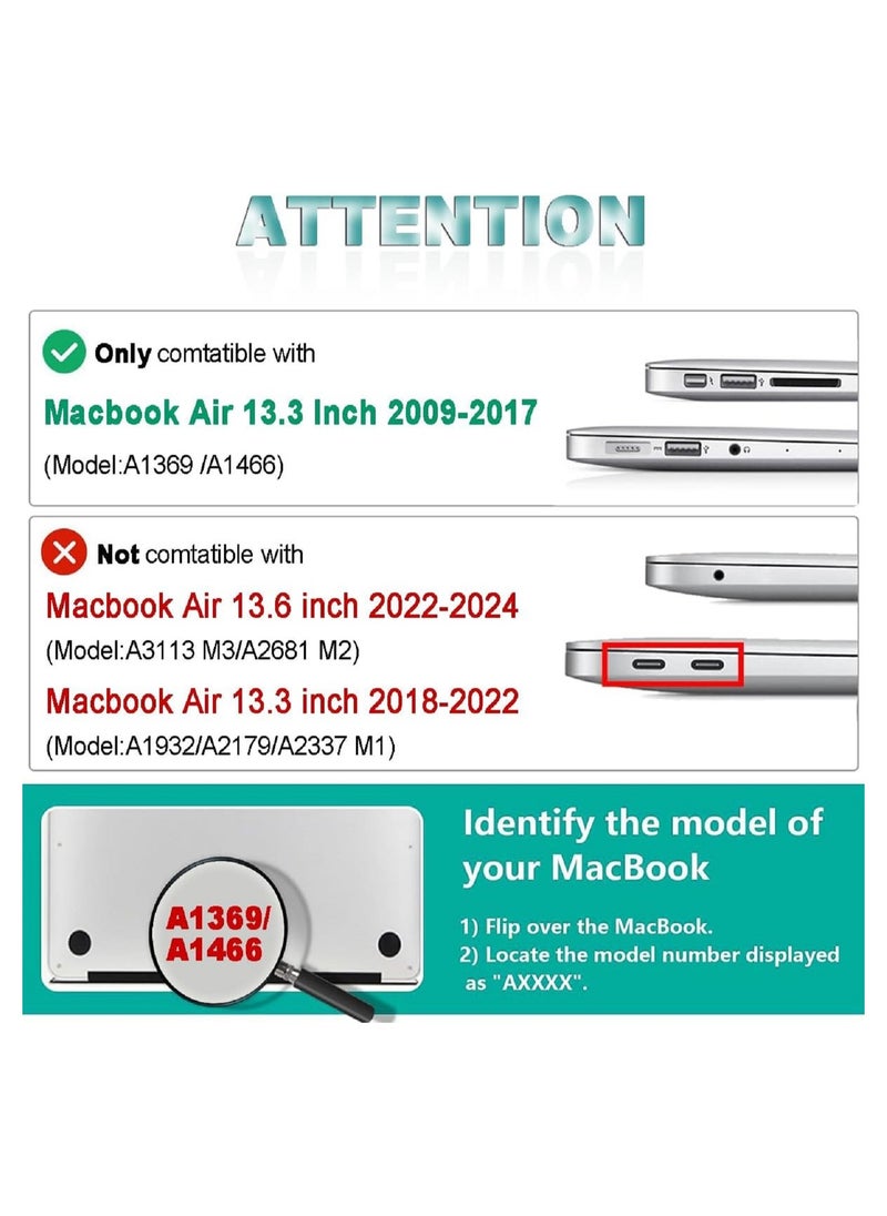 Generic - Plastic Hard Shell Case Cover Compatible with Older Version MacBook Air 13.3-Inch Model:- A1369/A1466 Released 2010 to 2017" White - Image 1