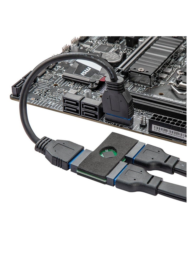 Generic - USB 3.0 Header Splitter, Motherboard USB 3.0 Splitter, Motherboard 19Pin 20 Pin Header 1 to 2 HUB Extension Cable with Chip, for CPU, WiFi Receiver, Cooling Fan, and RGB Light - Image 1