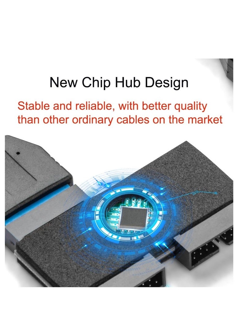 Generic - USB 3.0 Header Splitter, Motherboard USB 3.0 Splitter, Motherboard 19Pin 20 Pin Header 1 to 2 HUB Extension Cable with Chip, for CPU, WiFi Receiver, Cooling Fan, and RGB Light - Image 1