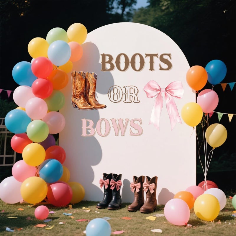 WFKLDF Boots or Bows Wall Decal - Boots or Bows Gender Reveal Decorations - Gender Reveal Party Supplies - Image 4