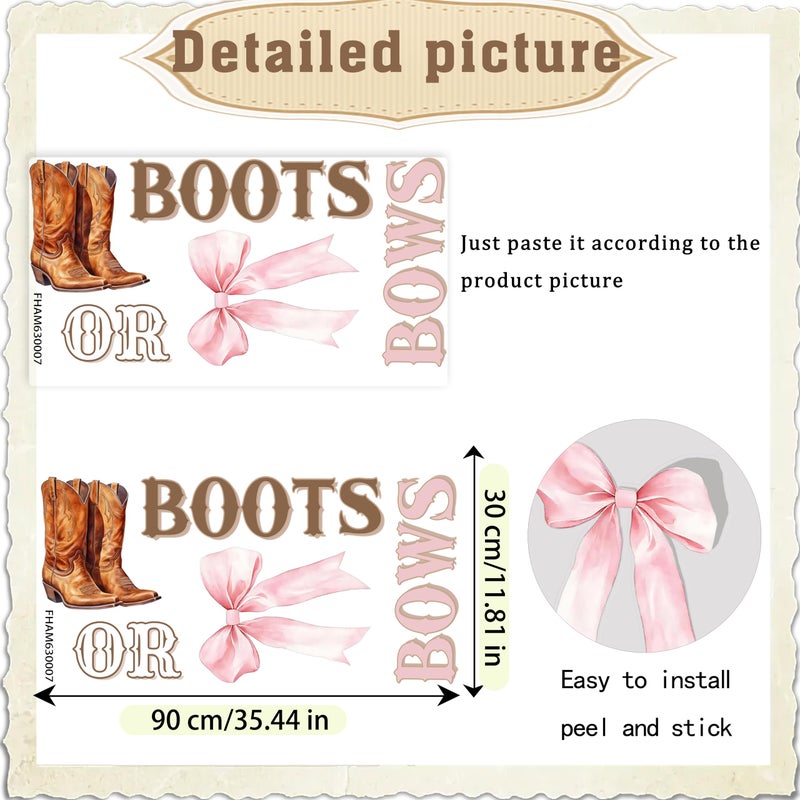 WFKLDF Boots or Bows Wall Decal - Boots or Bows Gender Reveal Decorations - Gender Reveal Party Supplies - Image 2