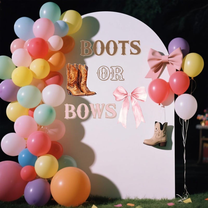 WFKLDF Boots or Bows Wall Decal - Boots or Bows Gender Reveal Decorations - Gender Reveal Party Supplies - Image 3