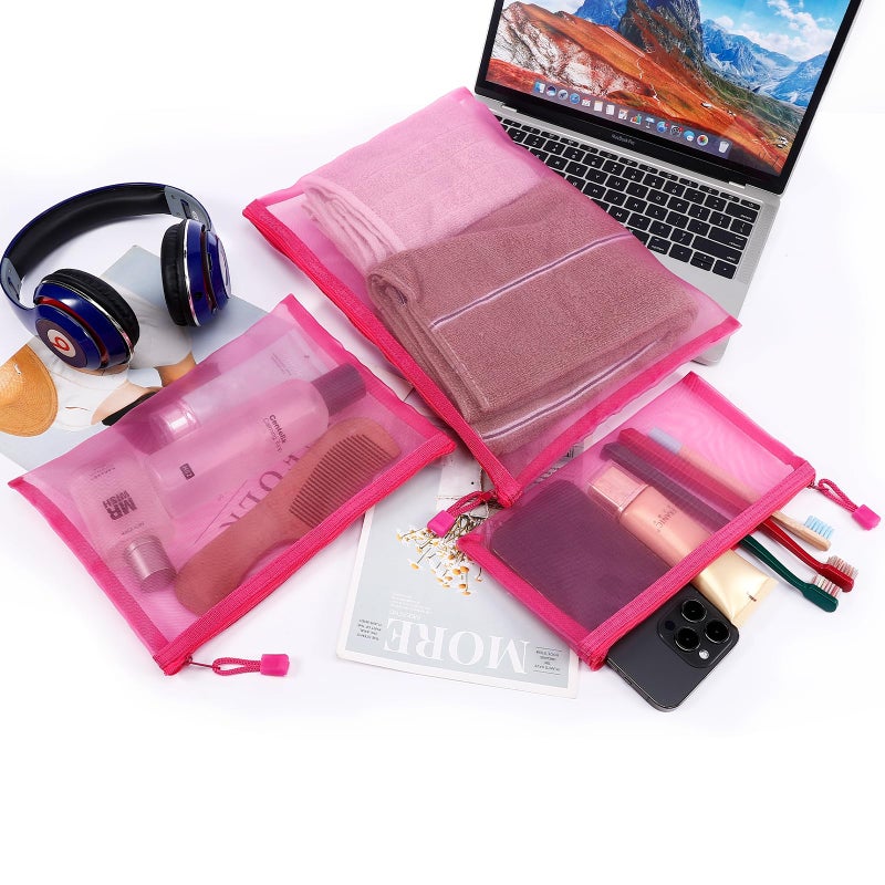 Sinzip 12 Pieces Zipper Nylon Mesh Pouch  Mesh Cosmetic Bags Makeup Bags Pencil Case  Multipurpose Travel Bags For Cosmetic School Office Supplies And Travel Accessories (Black  Assorted Sizes) - Image 4