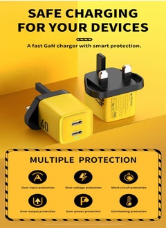 WEKOME PD 40W USB C Charger iPhone 15 Pro Max Charger 40W/20W 2 Port iPad Fast Charger Type C Wall Plug Dual USB-C Samsung Charger PD Quick Charge Adapter Charger USB C Plug Phone Charger Yellow  - Image 3