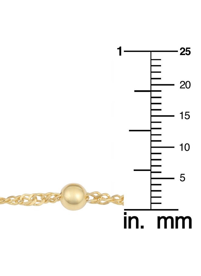 Kooljewelry - Yellow Gold Plated Silver 4 Mm Bead Station Singapore Chain Necklace (22 Inch) - Image 1