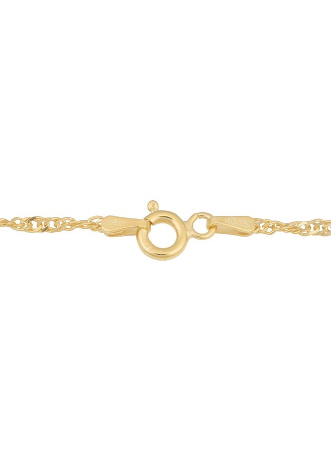 Kooljewelry - Yellow Gold Plated Silver 4 Mm Bead Station Singapore Chain Necklace (22 Inch) - Image 1
